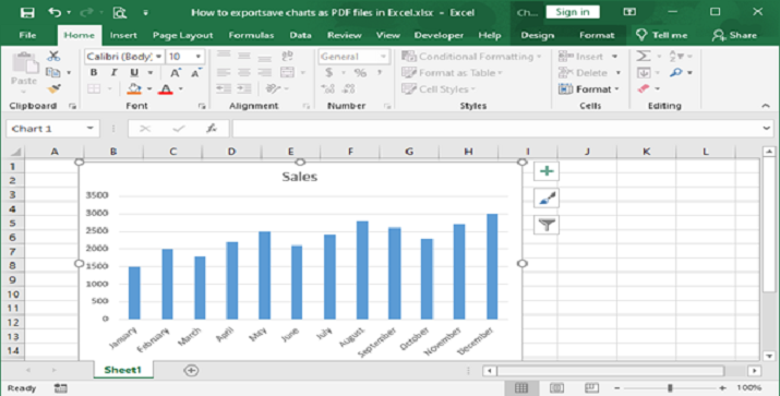 如何在 Excel 中将图表导出或保存为 PDF 文件 | w3schools 中文网