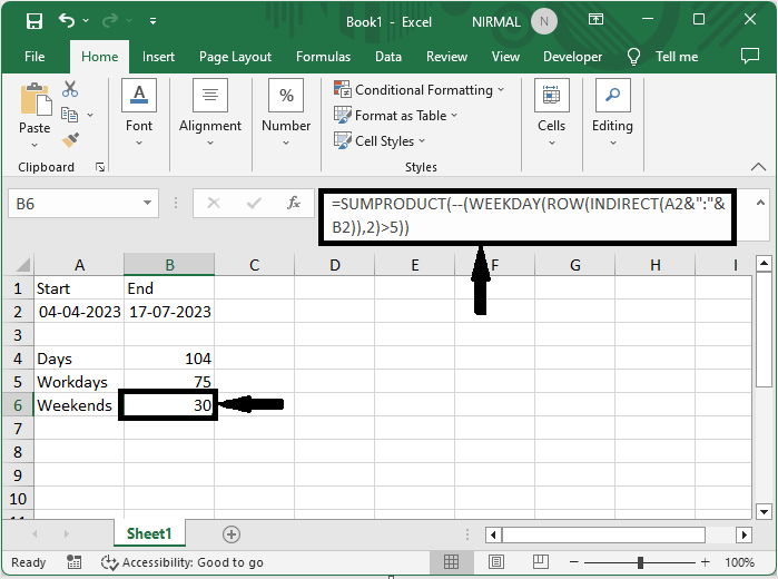 如何在 Excel 中计算两个日期之间的天数、工作日数和周末数? | w3schools 中文网