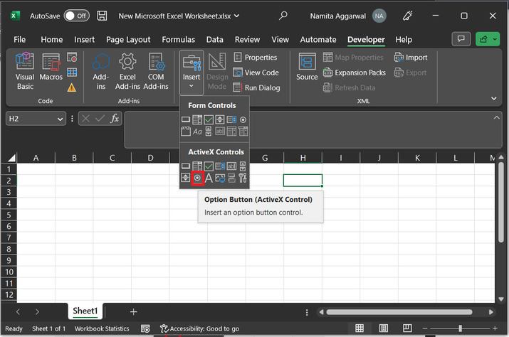 如何在 Excel 中分组多个选项/单选按钮 | w3schools 中文网