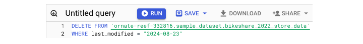Bigquery DELETE 命令