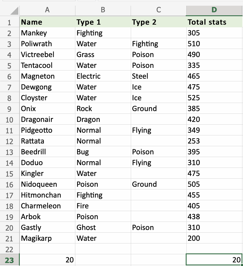 Excel COUNTA 函数