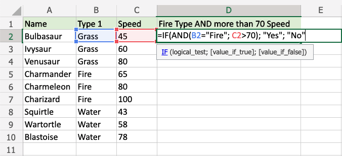 Excel AND 函数