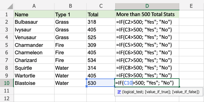 Excel IF 函数