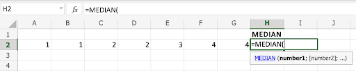 Excel MEDIAN 函数