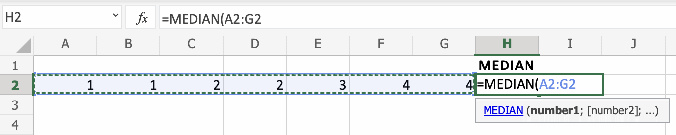 Excel MEDIAN 函数