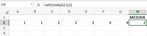 Excel MEDIAN 函数