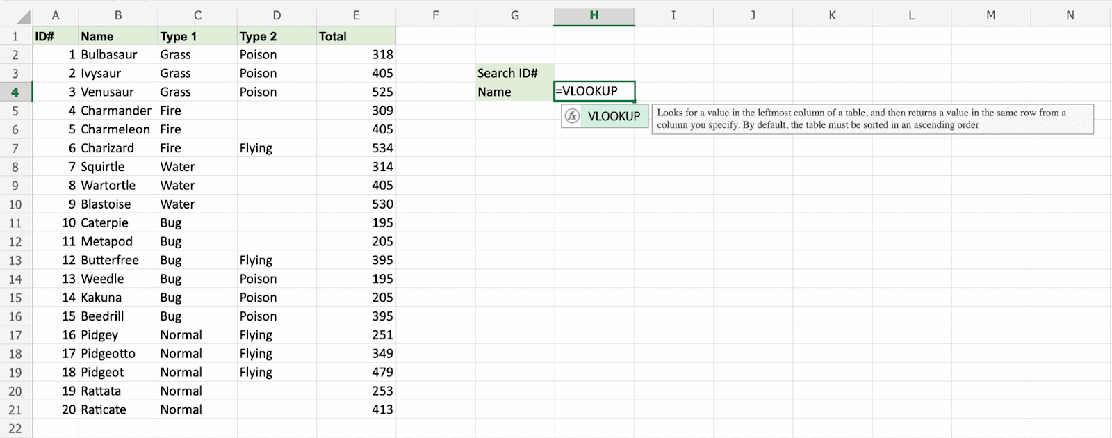 Excel VLOOKUP 函数