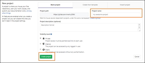 GitLab 创建项目