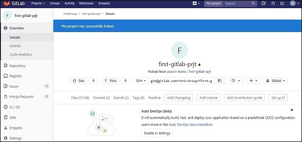 GitLab Fork Project