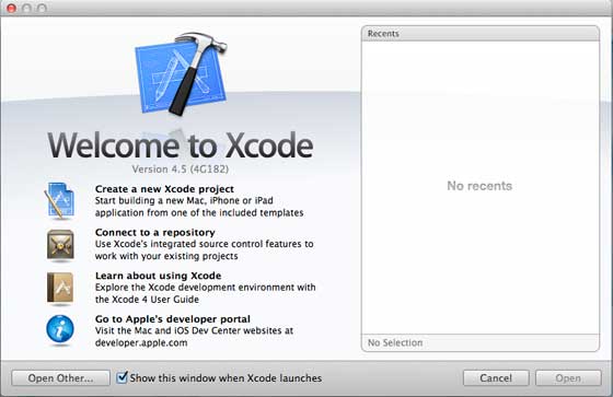 Xcode 欢迎页面