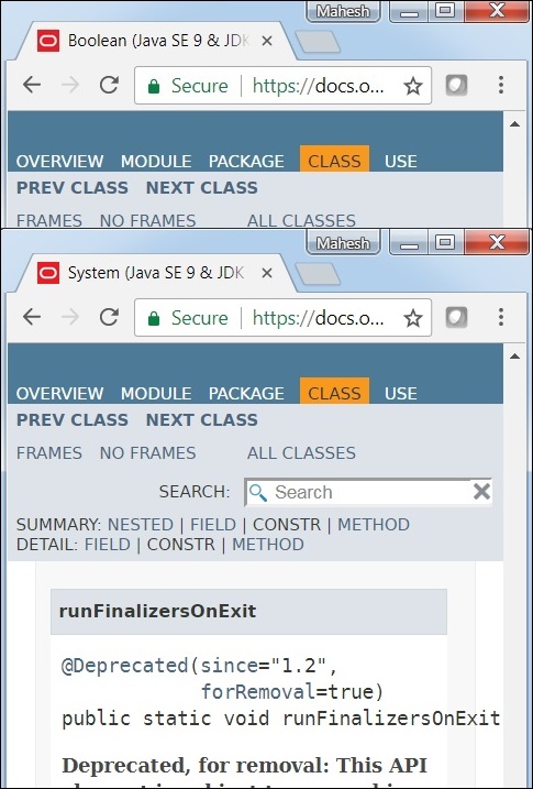 System Class javadoc