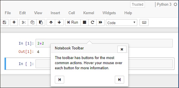 Jupyter Notebook 工具栏