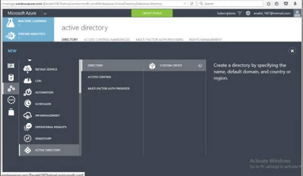 创建 Active Directory