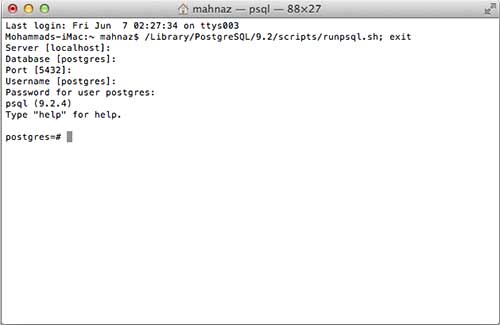 Mac 上的 Postgresql SQL Shell