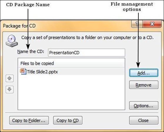 Microsoft PowerPoint 2010 中的打包演示