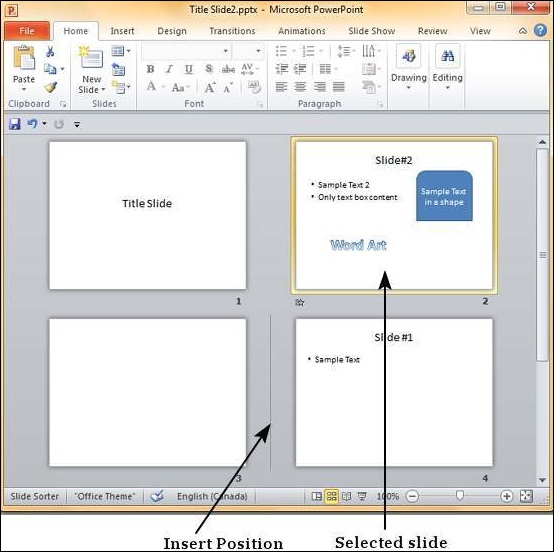Microsoft PowerPoint 2010 中重新排列幻灯片