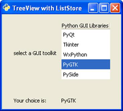 带有 ListStore 的 TreeView