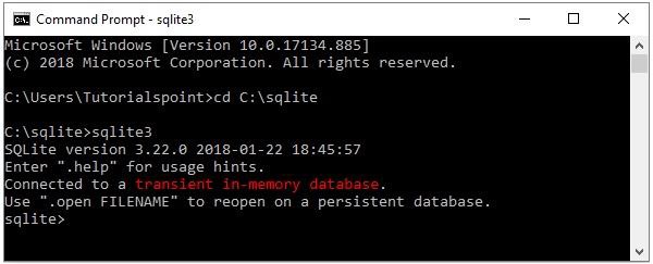 命令提示符 SQLite