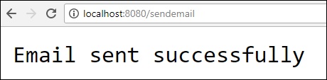 Email 电子邮件发送成功浏览器窗口