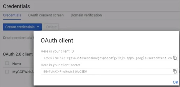 已创建 OAuth2 客户端 ID