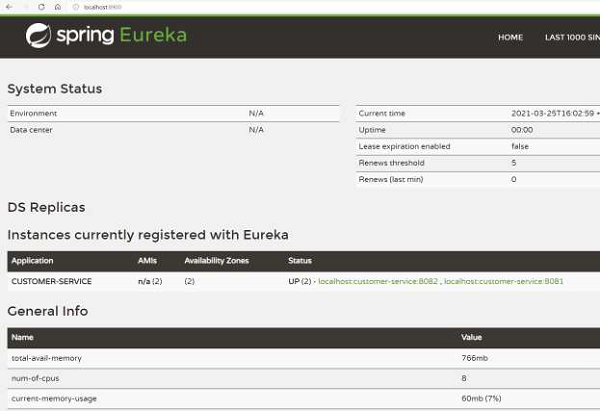 Eureka Server 2 上的仪表板