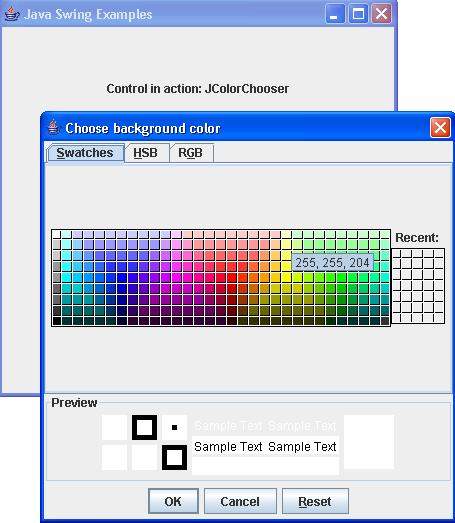 Swing JColorChooser