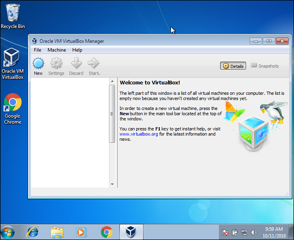 启动 Oracle VirtualBox